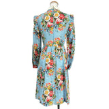 グッチ GUCCI 花柄フリルワンピース 477487 ブルー コットン レディース ワンピース