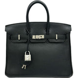 エルメス HERMES バーキン25 □Q刻印 ブラック シルバー金具 トゴ レディース ハンドバッグ