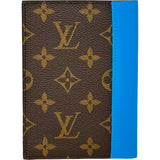 ルイ・ヴィトン LOUIS VUITTON クーベルテュールパスポールNM M12821 ブラウン/ブルー モノグラム・マカサー ユニセックス パスポートケース