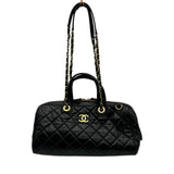 シャネル CHANEL マトラッセラージボーリングバッグ AS5579 ブラック/ゴールド金具 クランプルカーフ レディース ショルダーバッグ