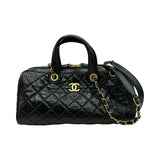 シャネル CHANEL マトラッセラージボーリングバッグ AS5579 ブラック/ゴールド金具 クランプルカーフ レディース ショルダーバッグ