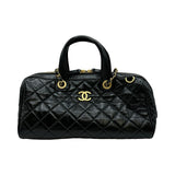 シャネル CHANEL マトラッセラージボーリングバッグ AS5579 ブラック/ゴールド金具 クランプルカーフ レディース ショルダーバッグ