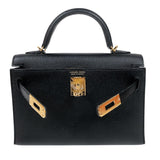エルメス HERMES ミニケリー２ K刻印　(2025年製) ブラック/ゴールド エプソン レディース ハンドバッグ
