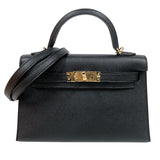エルメス HERMES ミニケリー２ K刻印　(2025年製) ブラック/ゴールド エプソン レディース ハンドバッグ