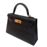 エルメス HERMES ミニケリー２ K刻印　(2025年製) ブラック/ゴールド エプソン レディース ハンドバッグ