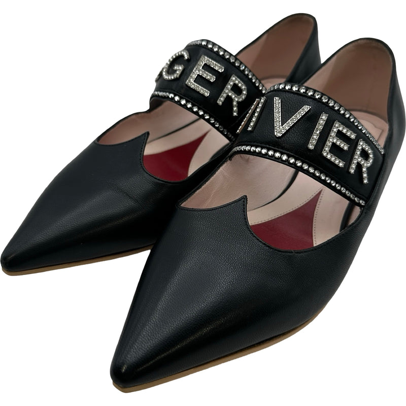 ロジェ ヴィヴィエ ROGER VIVIER ビジューロゴフラットパンプス