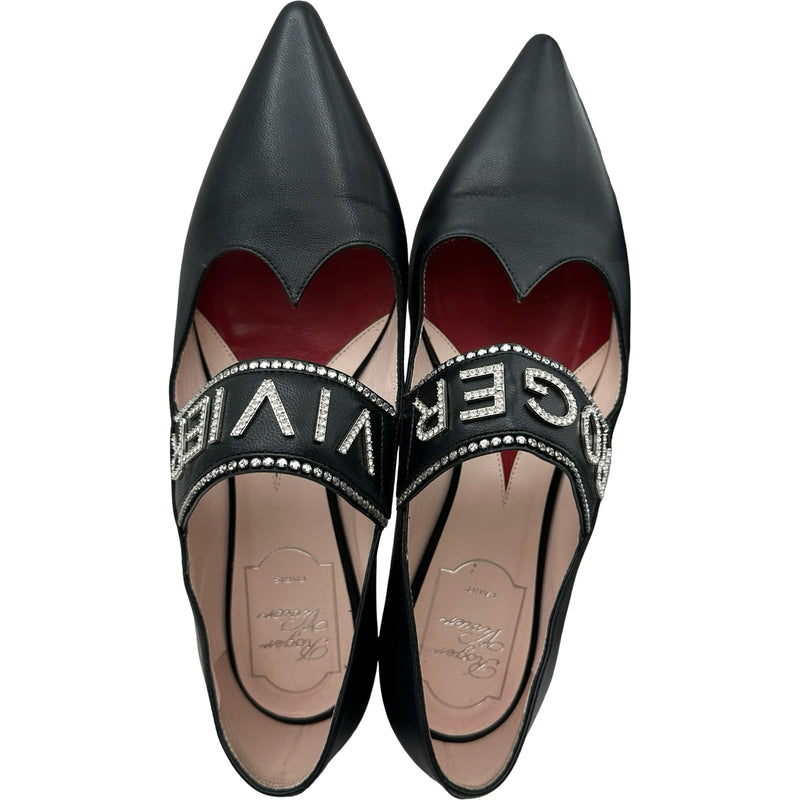 ロジェ ヴィヴィエ ROGER VIVIER ビジューロゴフラットパンプス