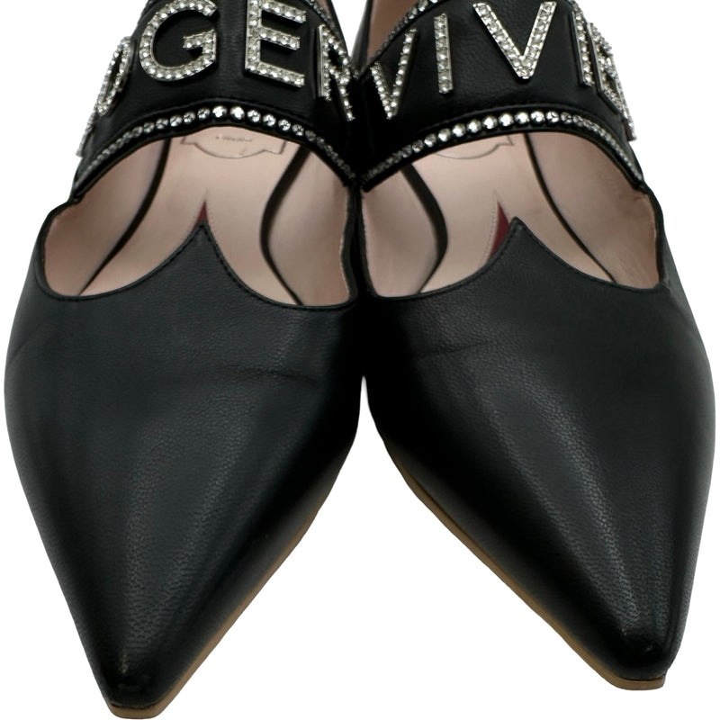 Roger Vivier ビジュー パンプス ブラック ロジェ ヴィヴィエ ROGER VIVIER ビジューロゴフラットパンプス