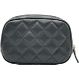 シャネル CHANEL マトラッセ コスメポーチ A80909 ブラック ゴールド金具 キャビアスキン レディース ポーチ