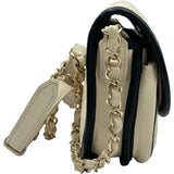 シャネル CHANEL マトラッセ ミニフラップショルダー 31番台 アイボリー/ブラック ゴールド金具 キャビアスキン レディース ショルダーバッグ