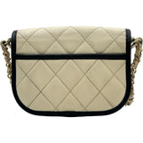 シャネル CHANEL マトラッセ ミニフラップショルダー 31番台 アイボリー/ブラック ゴールド金具 キャビアスキン レディース ショルダーバッグ