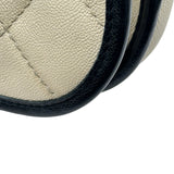 シャネル CHANEL マトラッセ ミニフラップショルダー 31番台 アイボリー/ブラック ゴールド金具 キャビアスキン レディース ショルダーバッグ