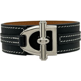 エルメス HERMES レザーブレスレット エトリエ ブラック シルバー金具 スイフト アクセサリー