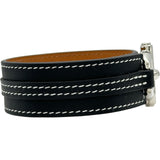 エルメス HERMES レザーブレスレット エトリエ ブラック シルバー金具 スイフト アクセサリー