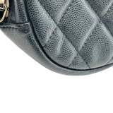 シャネル CHANEL マトラッセラウンドチェーンショルダー A70657 26番台 ネイビー シルバー金具 キャビアスキン レディース ショルダーバッグ