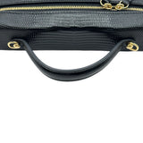 シャネル CHANEL トップハンドルバニティチェーンショルダー AP5195 ブラック ゴールド金具 リザード型押し レディース ショルダーバッグ