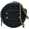 シャネル CHANEL CCフィリグリーラウンド チェーンショルダー AP0365 27番台 ブラック ゴールド金具 キャビアスキン レディース ショルダーバッグ