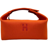 エルメス HERMES ブリッドアブラックPM　 オレンジ シルバー金具 トワル レディース ハンドバッグ