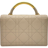 クリスチャン・ディオール Christian Dior アンジュ ピンクベージュ系 ゴールド金具 カーフスキン/カナージュ レディース ショルダーバッグ
