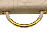クリスチャン・ディオール Christian Dior アンジュ ピンクベージュ系 ゴールド金具 カーフスキン/カナージュ レディース ショルダーバッグ