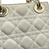 クリスチャン・ディオール Christian Dior レディディオールミニ ホワイト ゴールド金具 ラムスキン レディース ショルダーバッグ