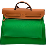 エルメス HERMES エールバッグジップMM □R刻印 バンブー・ナチュラル シルバー金具 トワル・ハンター レディース ショルダーバッグ