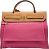 エルメス HERMES エールバッグジップPM □Q刻印 ナチュラル・ピンク シルバー金具 トワル・ハンター レディース ショルダーバッグ