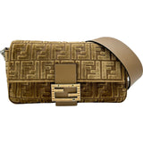 フェンディ FENDI マンマバケット 8BR600 ブラウン/シルバー金具 ベロア レディース ショルダーバッグ