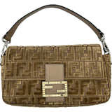 フェンディ FENDI マンマバケット 8BR600 ブラウン/シルバー金具 ベロア レディース ショルダーバッグ