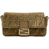 フェンディ FENDI マンマバケット 8BR600 ブラウン/シルバー金具 ベロア レディース ショルダーバッグ