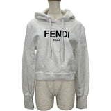 フェンディ FENDI ロゴ刺繍クロップドパーカー FS7516 ホワイト コットン レディース パーカー