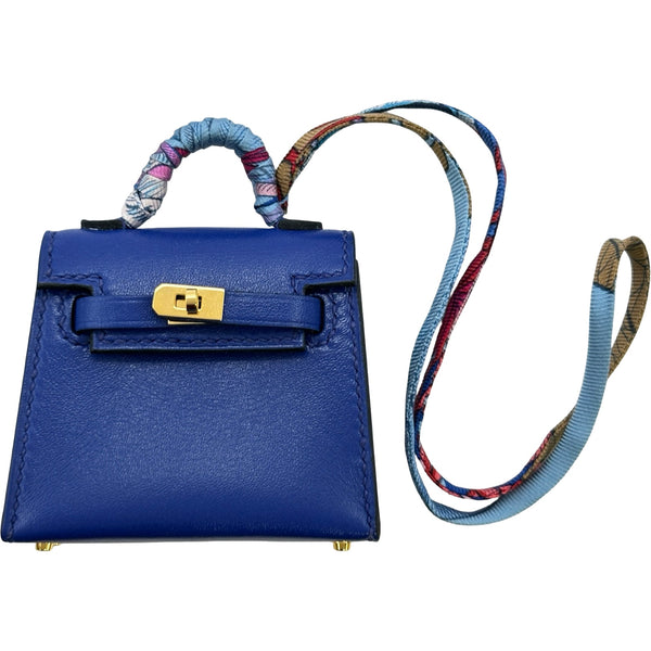 エルメス HERMES ケリーツイリーチャーム Z刻印 ブルーエレクトリック/ゴールド金具 タデラクト/シルク レディース チャーム エルメス HERMES ケリーツイリーチャーム Z刻印 ブルーエレクトリック