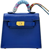 エルメス HERMES ケリーツイリーチャーム Z刻印 ブルーエレクトリック/ゴールド金具 タデラクト/シルク レディース チャーム
