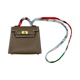 エルメス HERMES ケリーツイリーチャーム D刻印 エトゥープ/ゴールド金具 タデラクト/シルク レディース チャーム