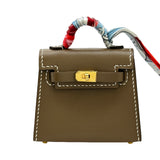 エルメス HERMES ケリーツイリーチャーム D刻印 エトゥープ/ゴールド金具 タデラクト/シルク レディース チャーム