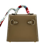 エルメス HERMES ケリーツイリーチャーム D刻印 エトゥープ/ゴールド金具 タデラクト/シルク レディース チャーム