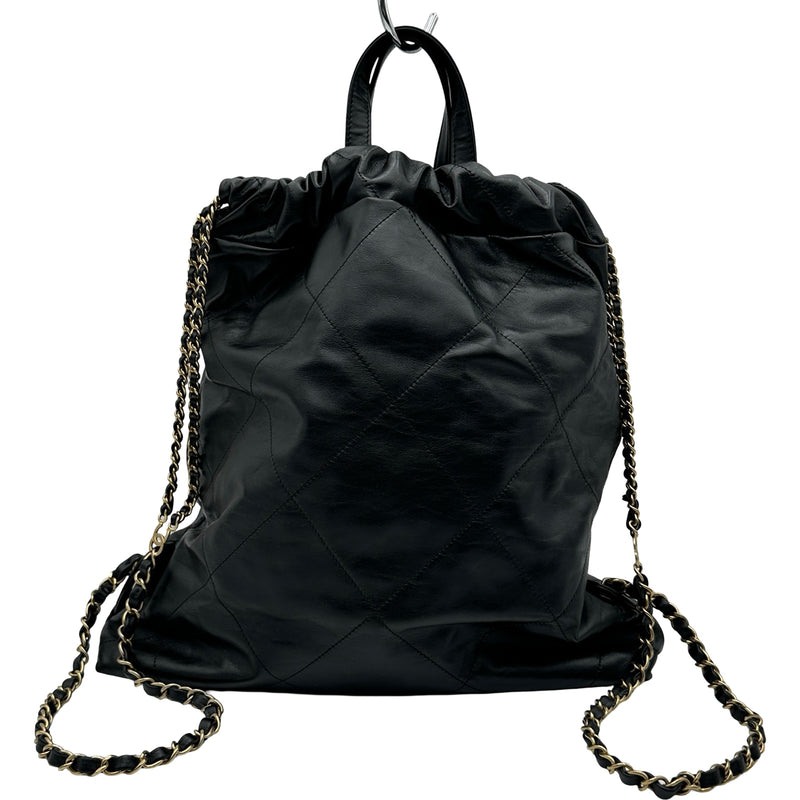 CHANEL ブラック キルティングリュック シャネル CHANEL CHANEL22 バックパック AS3859 ブラック/ゴールド金具