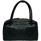 シャネル CHANEL トリプルココマークハンドルバッグ 9番台 ブラック/ゴールド金具 ラムスキン レディース ハンドバッグ