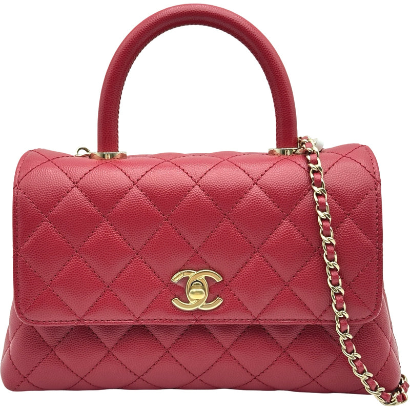シャネル CHANEL ココハンドルXS A92900 レッド ゴールド金具 キャビア