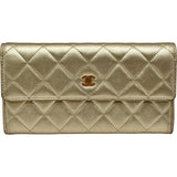 シャネル CHANEL マトラッセロングウォレット A50096 18番台 ゴールド ゴールド金具 ラムスキン レディース 長財布