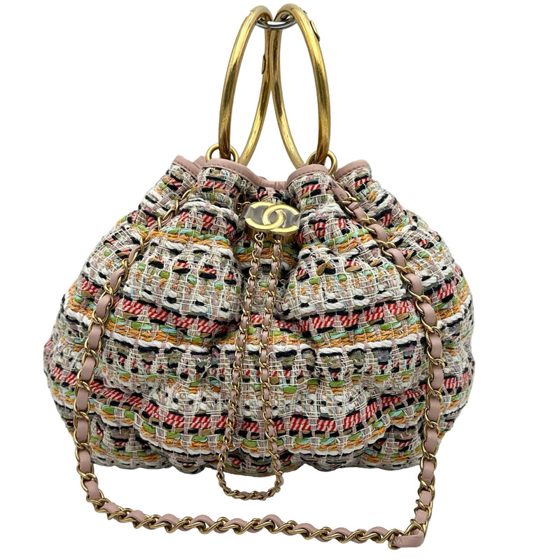 CHANEL ツイード チェーンショルダーバッグ シャネル CHANEL バケット型チェーンショルダーバッグ 23番台 マルチ
