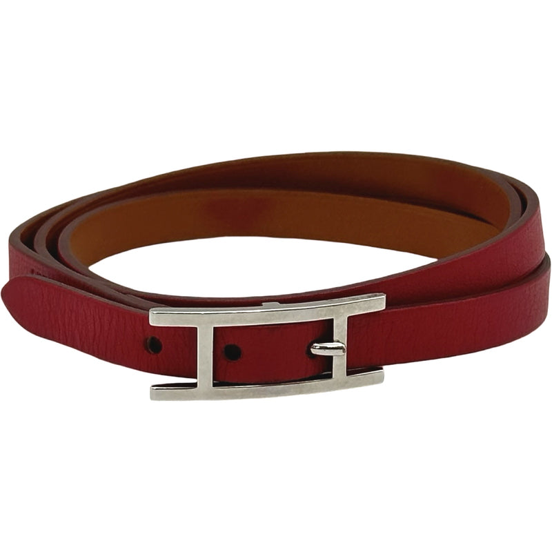 エルメス HERMES ビーアピドゥブルトゥールブレスレット ルージュ