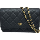 シャネル CHANEL マトラッセチェーンウォレット AP0250 ブラック ゴールド金具 キャビアスキン レディース ショルダーバッグ