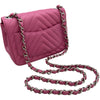 シャネル CHANEL ミニマトラッセ18シェブロン A35200 30番台 ピンク シルバー金具 ラムスキン レディース ショルダーバッグ