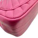 シャネル CHANEL ミニマトラッセ18シェブロン A35200 30番台 ピンク シルバー金具 ラムスキン レディース ショルダーバッグ