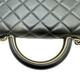 シャネル CHANEL マトラッセトップハンドルチェーンウォレット ブラック ゴールド金具 ラムスキン レディース ショルダーバッグ
