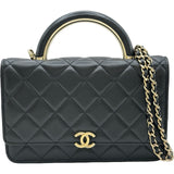 シャネル CHANEL マトラッセトップハンドルチェーンウォレット ブラック ゴールド金具 ラムスキン レディース ショルダーバッグ