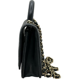 シャネル CHANEL マトラッセトップハンドルチェーンウォレット ブラック ゴールド金具 ラムスキン レディース ショルダーバッグ