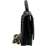シャネル CHANEL マトラッセトップハンドルチェーンウォレット ブラック ゴールド金具 ラムスキン レディース ショルダーバッグ