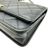 シャネル CHANEL マトラッセトップハンドルチェーンウォレット ブラック ゴールド金具 ラムスキン レディース ショルダーバッグ